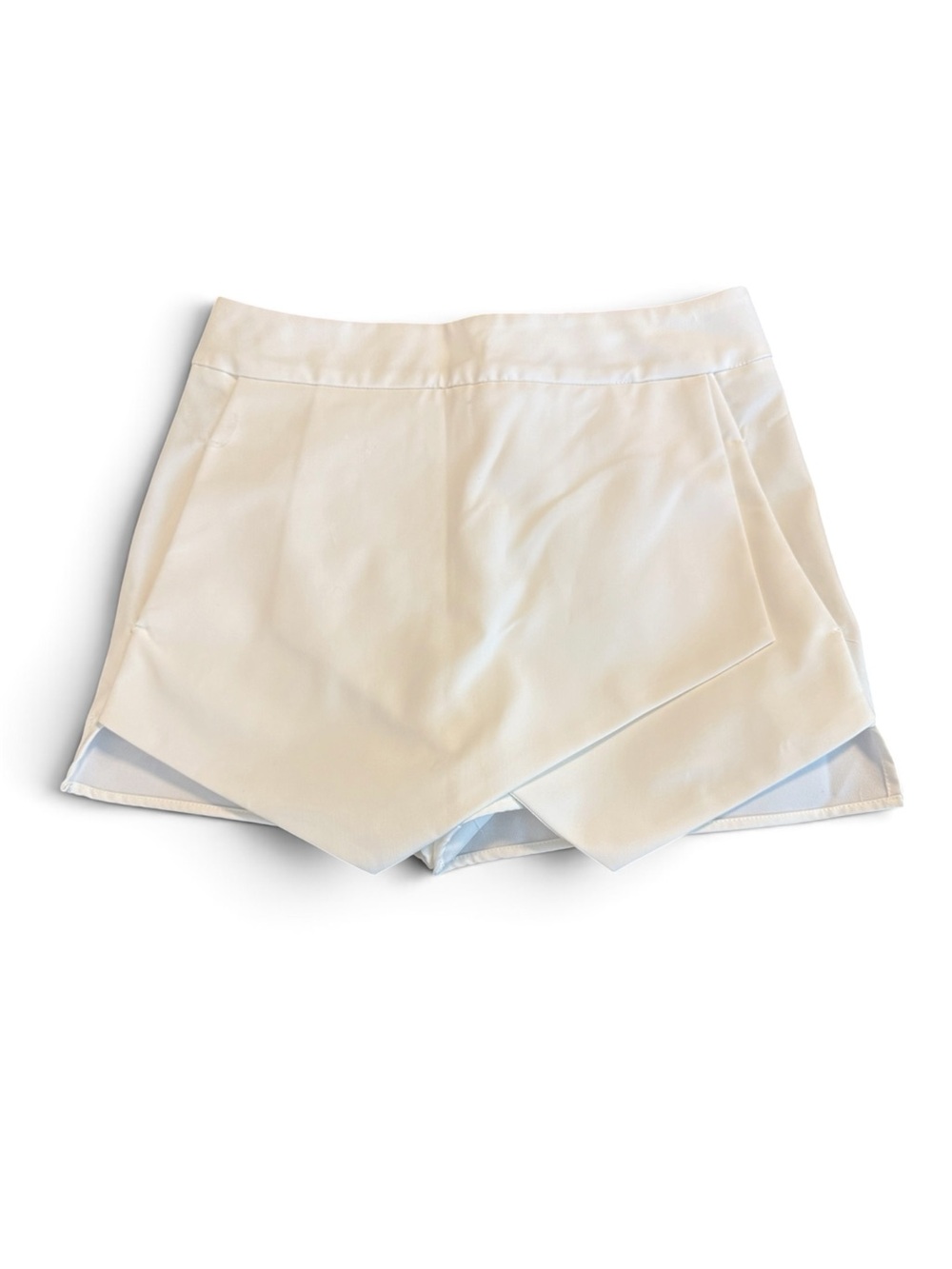 Aqua White Asymmetric Skort Shorts